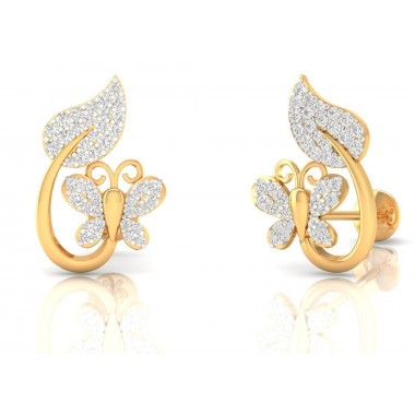 Butterfly And Leaf Stone Stud